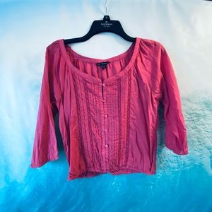AMERICAN EAGLE Pink Half Sleeve Shirt with Buttons